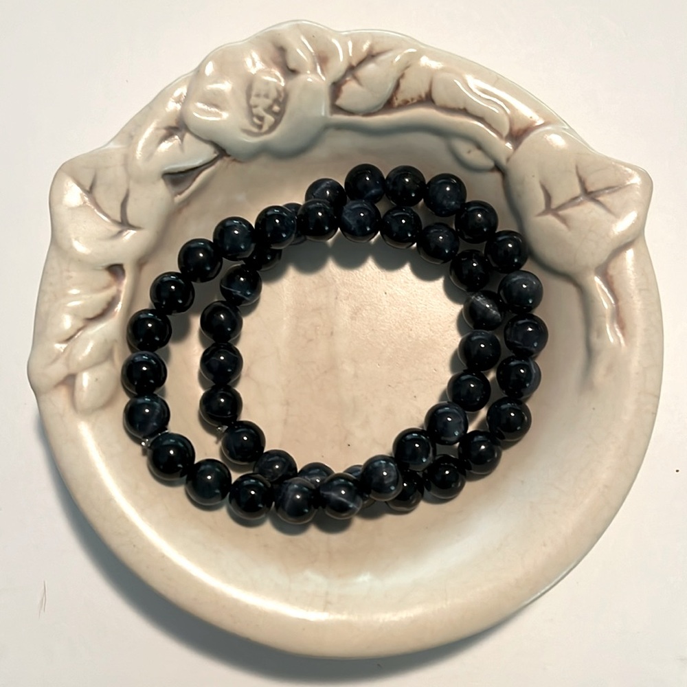Hand crafted Blue Tiger’s Eye stretch bracelets 8mm beads. 7 inches. - Picture 1 of 4